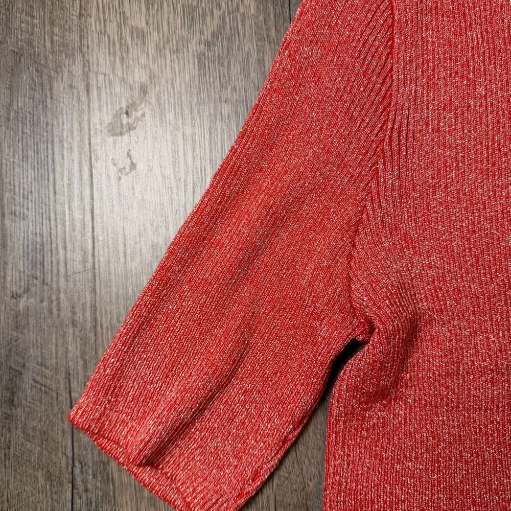 NWT Michael Kors Salmon Pink Ribbed V-Neck Embellished Top Casual 3/4 Sleeve XL - Picture 5 of 9